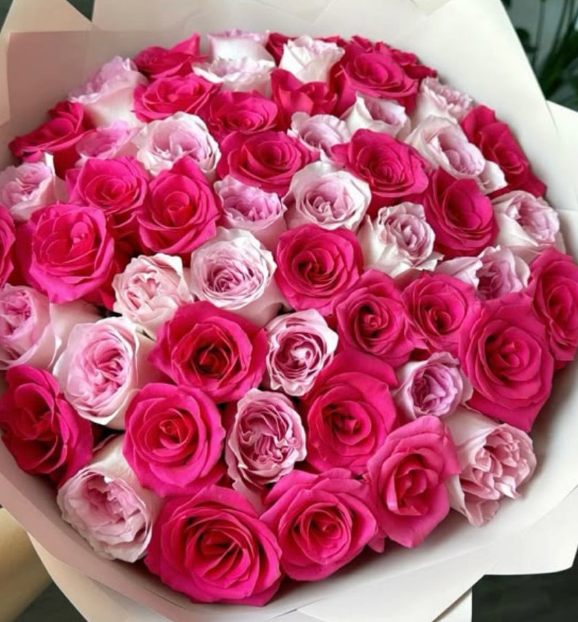 Pink & Hot Pink Rose Bouquet