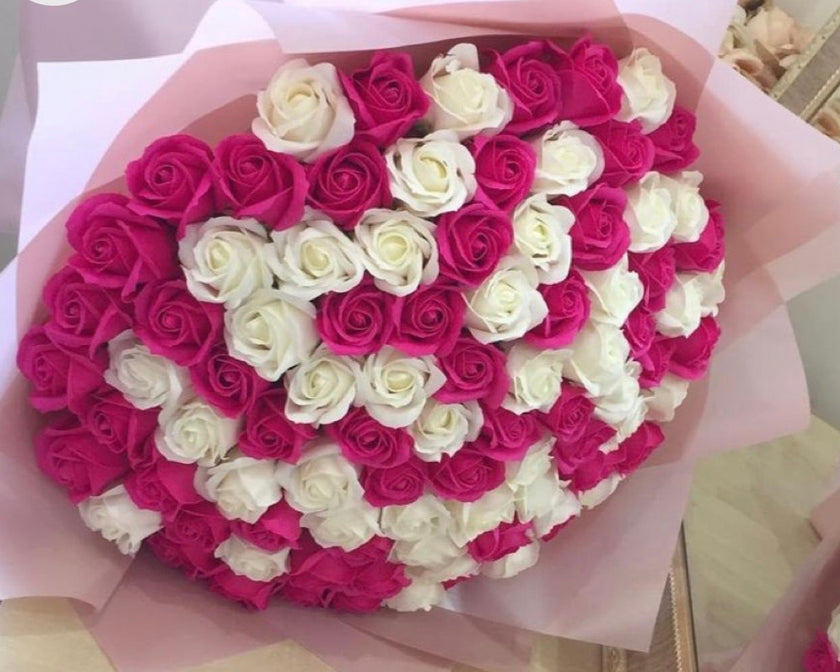 Hot Pink & White Rose Bouquet
