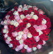 Pink, Red & White Rose Bouquet